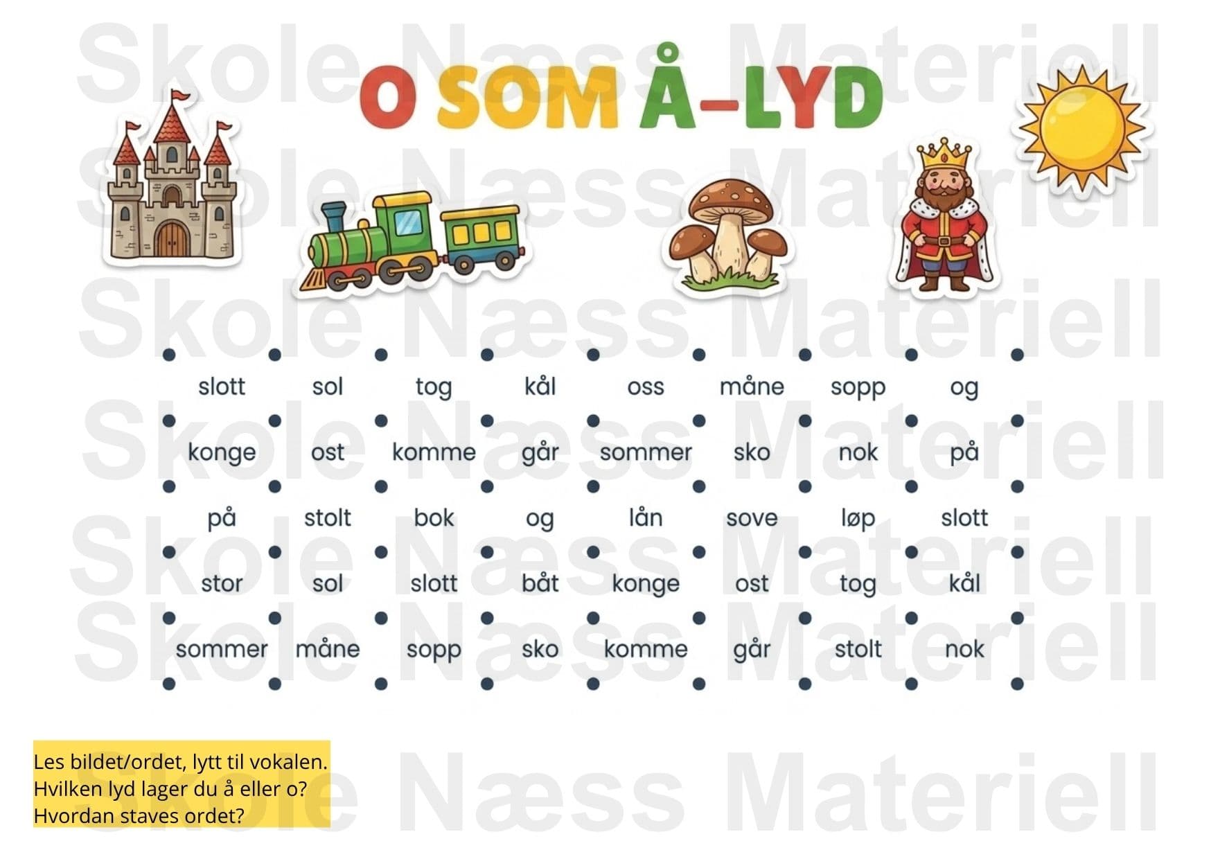 Prikkespill: o for å lyd