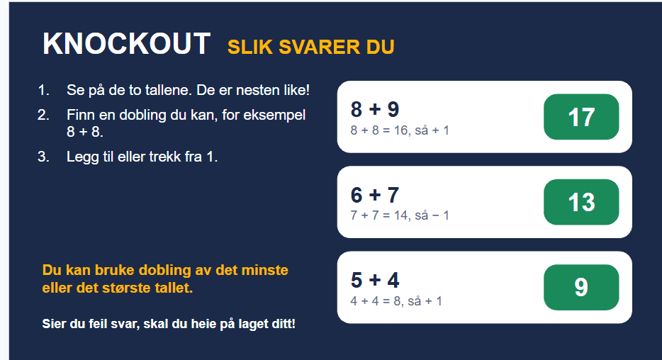 Knockout - nesten dobling (2.-3.-4. trinn)