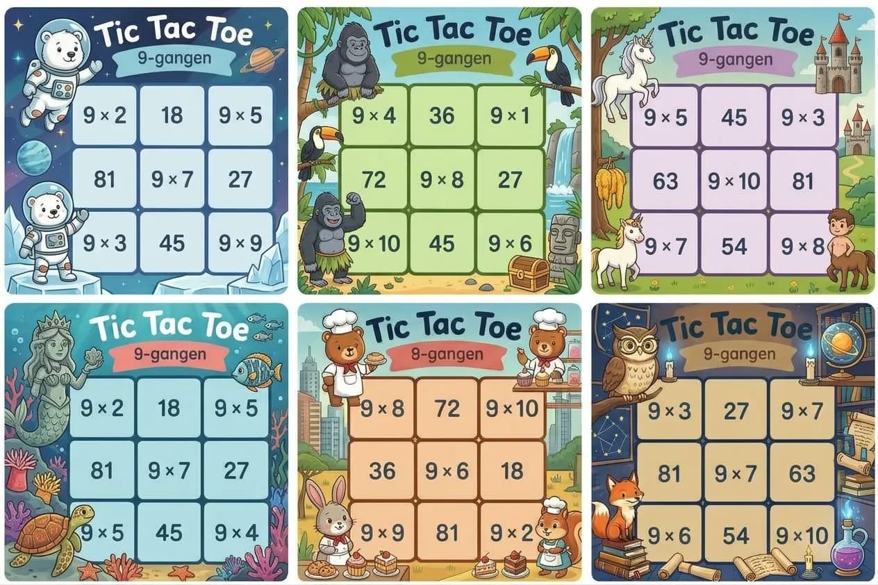 Tic tac toe med en faglig vri (multiplikasjon)