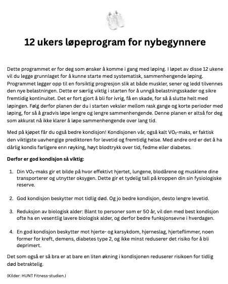 12 ukers løpeprogram for nybegynnere