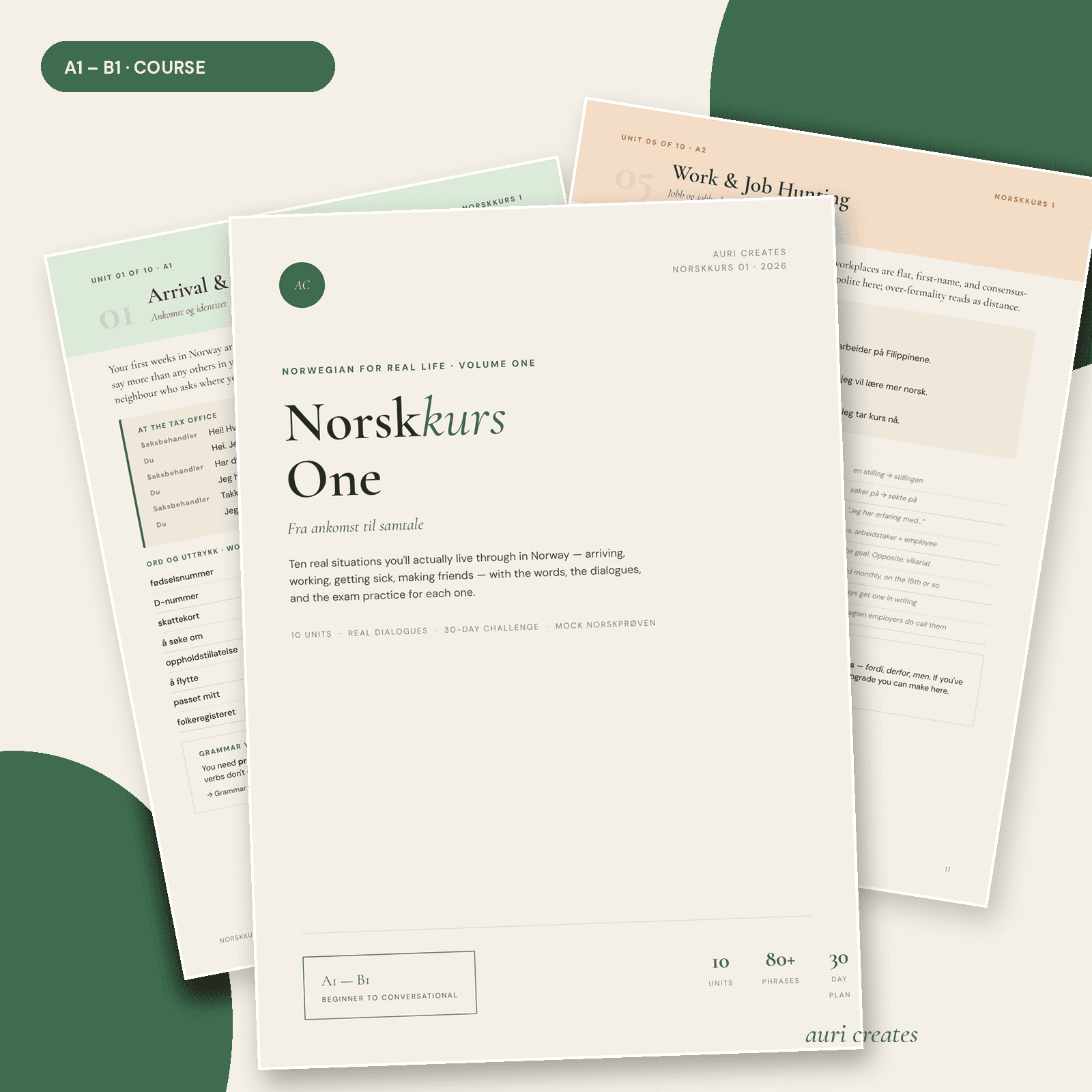 Norskkurs 1 – Norwegian Course for Beginners A1-B1 | Real-Life Norwegian PDF Course