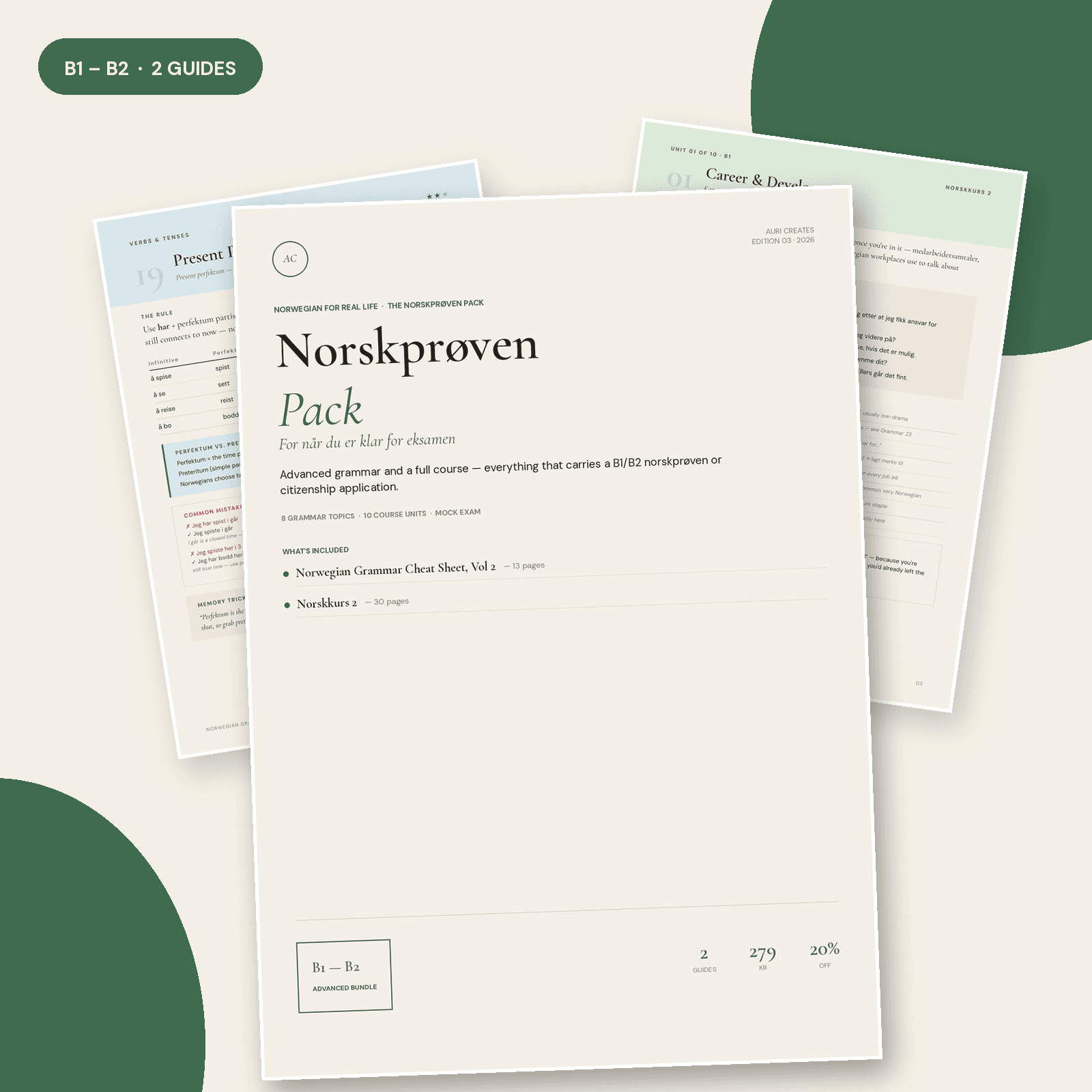 Norskprøven B1-B2 Pack – Advanced Norwegian Grammar + Course Bundle | PDF Download