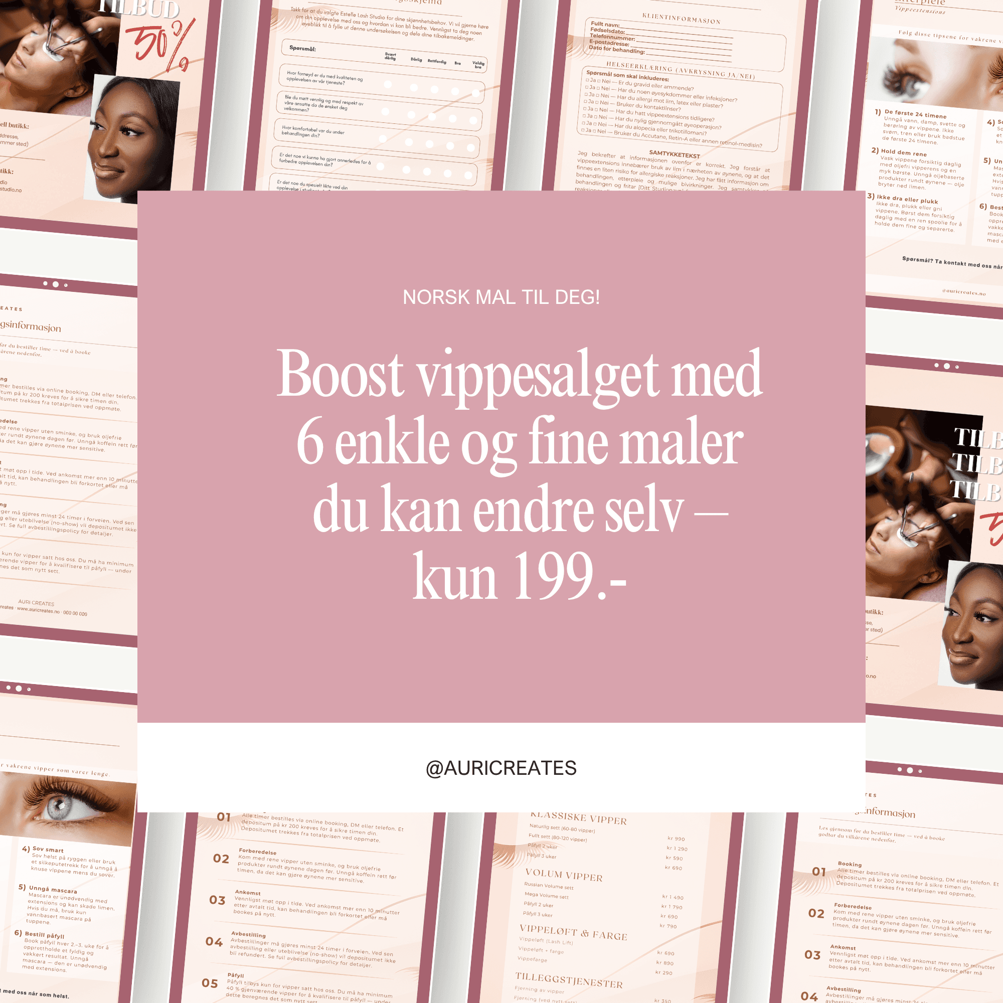 Vippe Salon Business Mal — Komplett Canva Template Pakke